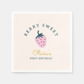 Serviette En Papier Anniversaire rose fraise (Devant)