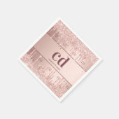 Serviette En Papier Anniversaire rose gouttes d'or monogramme initiale (Coin)
