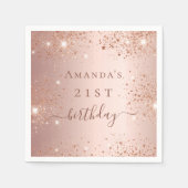 Serviette En Papier Anniversaire rose or (Devant)