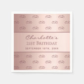 Serviette En Papier Anniversaire rose or monogramme initiales script (Devant)