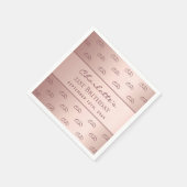 Serviette En Papier Anniversaire rose or monogramme initiales script (Coin)