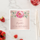 Serviette En Papier Anniversaire rose or parties scintillant fleurons  (En situation)