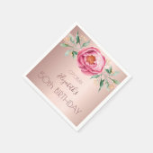 Serviette En Papier Anniversaire rose or parties scintillant fleurons  (Coin)