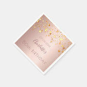 Serviette En Papier Anniversaire rose or rose or étoiles nom (Coin)