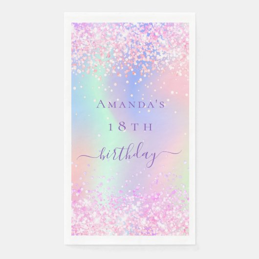 Serviette En Papier Anniversaire rose violet (Devant)