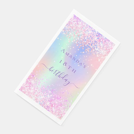 Serviette En Papier Anniversaire rose violet (Coin)