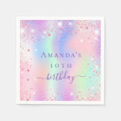 Serviette En Papier Anniversaire rose violet parties scintillant nom h (Devant)