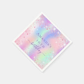 Serviette En Papier Anniversaire rose violet parties scintillant nom h (Coin)