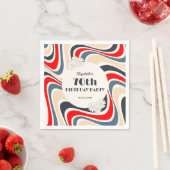 Serviette En Papier Anniversaire rouge gris-grise rétro (En situation)