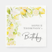 Serviette En Papier Anniversaire rustique de citrons aquarelles (Devant)