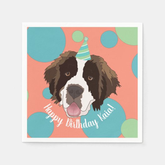 Serviette En Papier Anniversaire Saint Bernard (Devant)