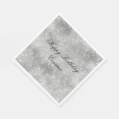 Serviette En Papier Anniversaire scintillant argenté romantique (Coin)
