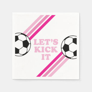 Serviette En Papier Anniversaire Soccer Rayures Roses Let's Kick It