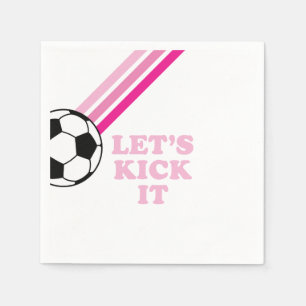 Serviette En Papier Anniversaire Soccer Rayures Roses Let's Kick It