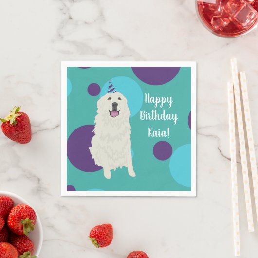 Serviette En Papier Anniversaire sur mesure Great Pyrenees (En situation)