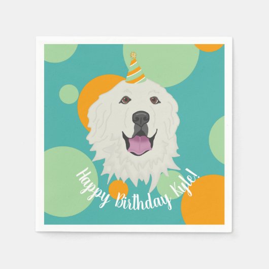 Serviette En Papier Anniversaire sur mesure Great Pyrenees (Devant)