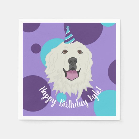 Serviette En Papier Anniversaire sur mesure Great Pyrenees (Devant)