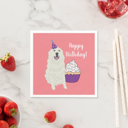 Serviette En Papier Anniversaire sur mesure Great Pyrenees Mountain Do (En situation)