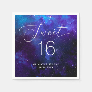 Serviette En Papier Anniversaire Sweet 16 Galaxy Fête Cosmic Seize