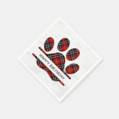 Serviette En Papier Anniversaire Tartan Plaid Empreinte de patte (Coin)