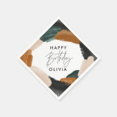Serviette En Papier Anniversaire Terre cuite verte abstraite aquarelle (Coin)