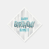 Serviette En Papier Anniversaire Turquoise adulte moderne (Coin)