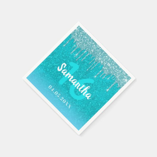 Serviette En Papier Anniversaire turquoise parties scintillant bleu ve (Coin)
