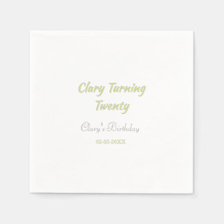 Serviette En Papier Anniversaire vingt ans vert gris pastel rétro