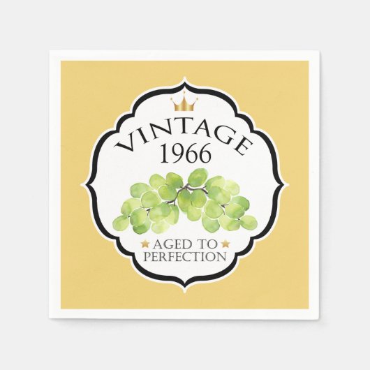 Serviette En Papier Anniversaire vintage Anniversaire Vin Étiquette (Devant)