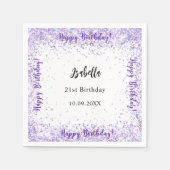Serviette En Papier Anniversaire violet blanc confetti (Devant)