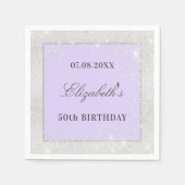 Serviette En Papier Anniversaire violet lavande parties scintillant no (Devant)
