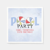 Serviette En Papier Anniversaire Whimsical Summer Pool Party Beach Bal (Devant)