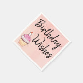Serviette En Papier Anniversaire Wings Pink Cupcake Aquarelle (Coin)