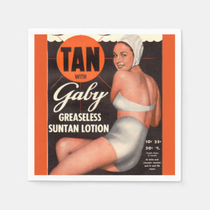 Serviette En Papier Annonce 1950 de lotion de bronzage de Gaby