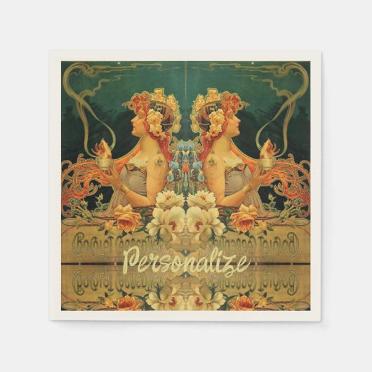 Serviette En Papier Annonce chocolat chaud Art nouveau unique (Devant)