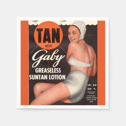 Serviette En Papier Annonce de Gaby Suntan 1950 (Devant)