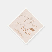 Serviette En Papier Annonce de graduation Chic Script Rose Gold Paille (Coin)