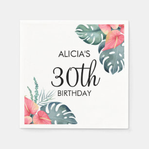 Serviette En Papier Anthurium rose de la Flore tropicale et Monstera A
