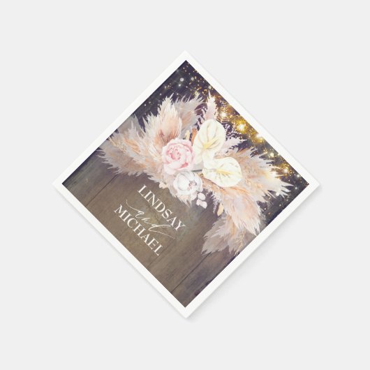 Serviette En Papier Anthuriums en laiton Pampas Serviettes tropicales  (Coin)