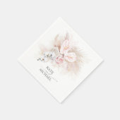 Serviette En Papier Anthuriums Pampas Grass Rose Élégant Tropical (Coin)