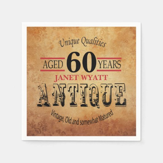 Serviette En Papier Antique 60e anniversaire Design (Devant)