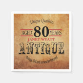 Serviette En Papier Antique 80e anniversaire Design (Devant)
