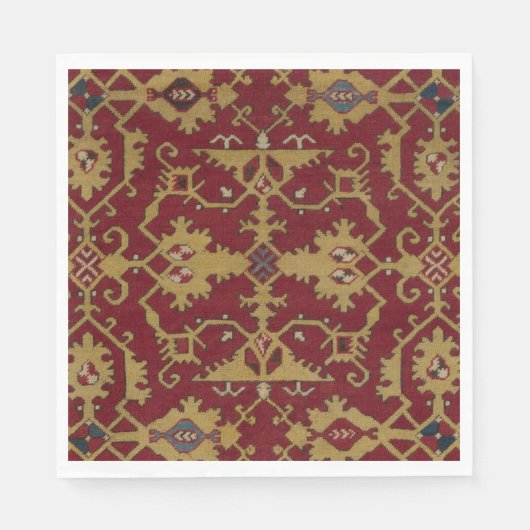 Serviette En Papier Antique géométrique Oriental Perse Motif rouge (Devant)