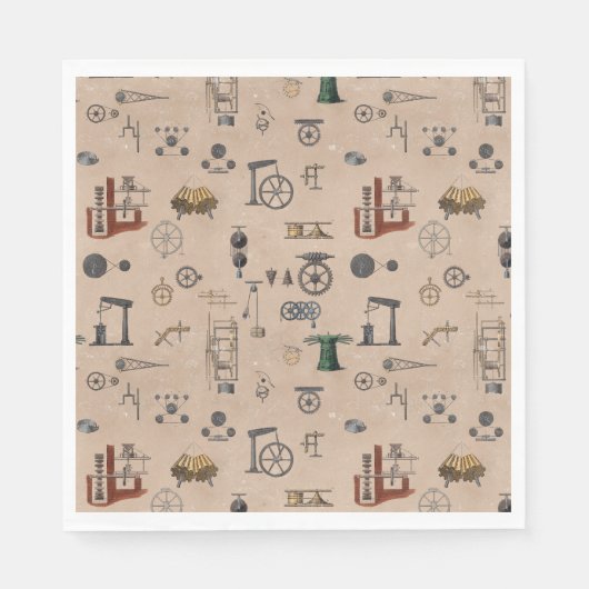 Serviette En Papier Antique Ingénierie Mécanique Motif scientifique (Devant)