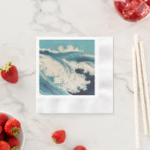 Serviette En Papier Antique Japonais Bleu Vagues Océan Imprimer (En situation)