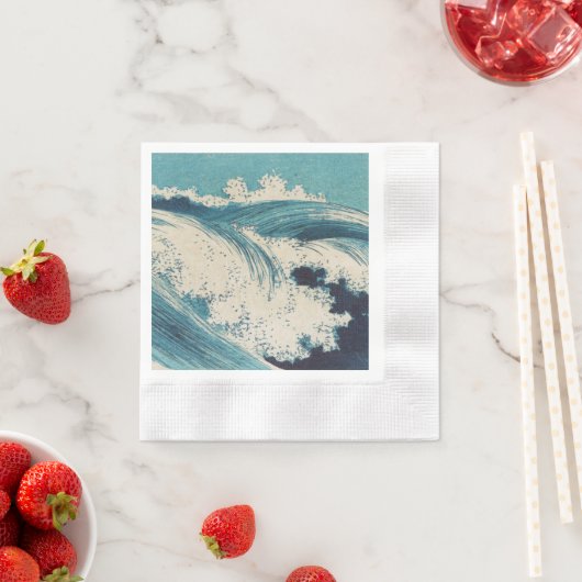 Serviette En Papier Antique Japonais Bleu Vagues Océan Imprimer (En situation)