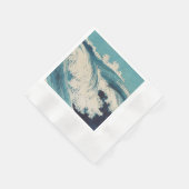 Serviette En Papier Antique Japonais Bleu Vagues Océan Imprimer (Coin)