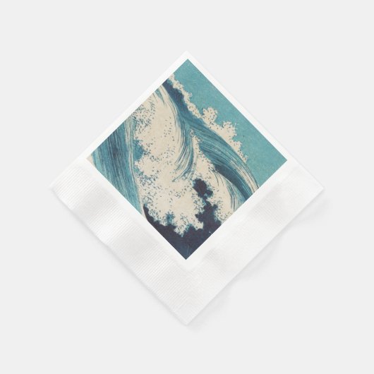 Serviette En Papier Antique Japonais Bleu Vagues Océan Imprimer (Coin)