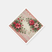 Serviette En Papier Antique Lace Floral Poinsettia Border Découpage (Coin)