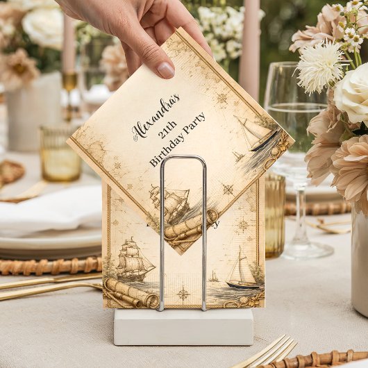 Serviette En Papier Antique Nautical Map Birthday
